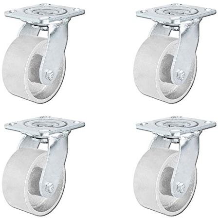 Casterhq 5"x2" Steel Wheel Casters, Swivel Casters, 1,000 lbs Per, PK4 HD-5X2SS-4S